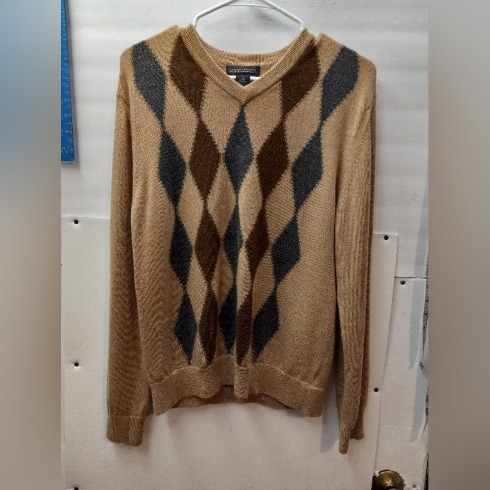 Banana Republic 100% Merino Wool Checker Business Casual Sweater Minimalist Cozy